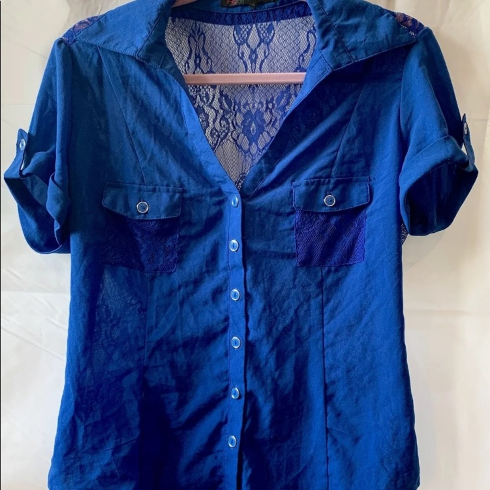 Royal blue short sleeve button down